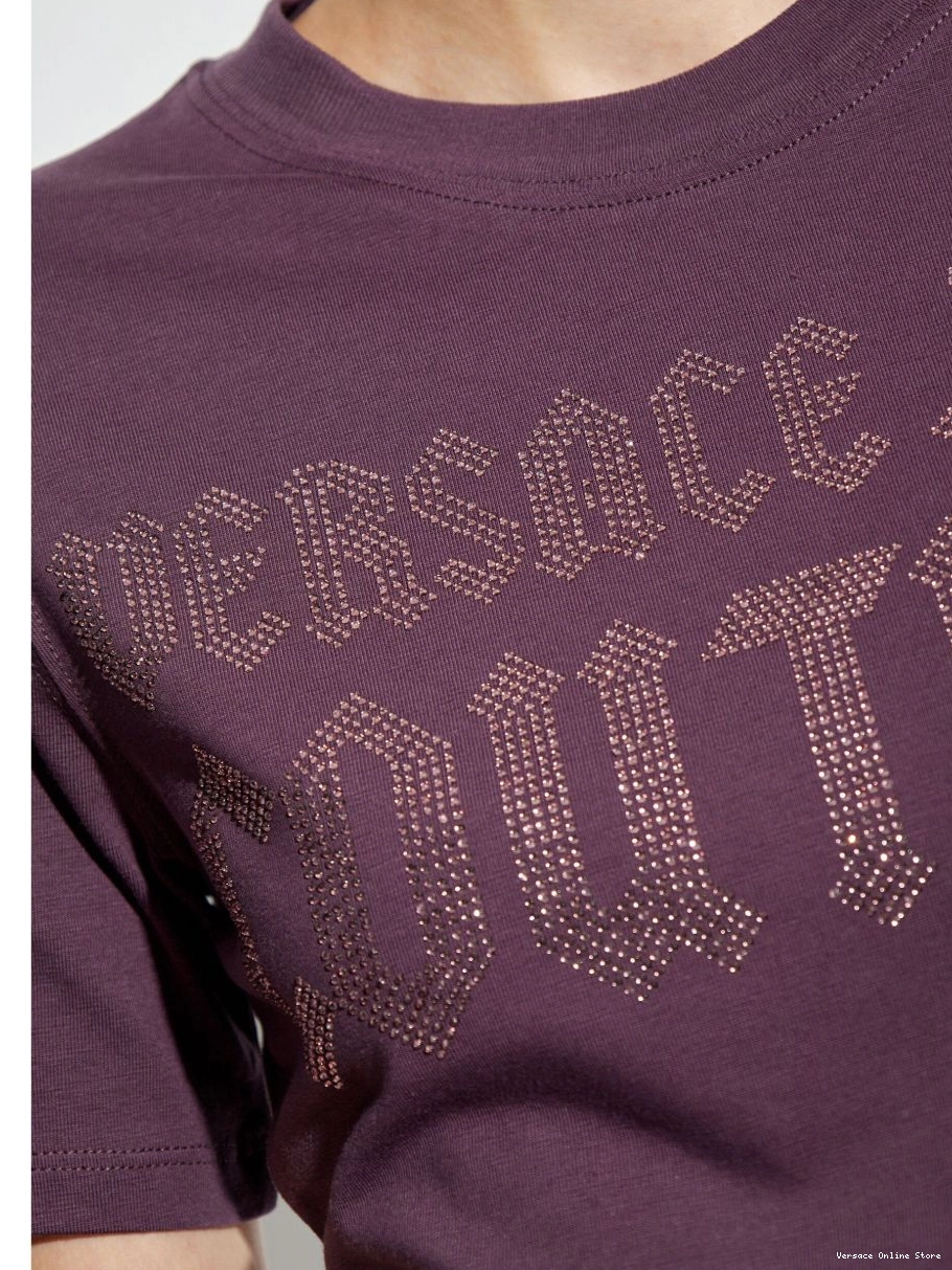 Cheap dress Couture Women T-shirt Jeans Versace logo-embellished 0727